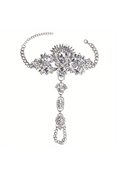 Choice خلخال أبيض اللون بتصميم بوهو مبالغ فيه مع كريستال صناعي ملون على شاطئ البحر