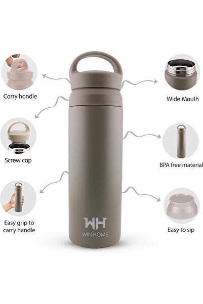 Win home Japanese Style 450ml Double Wall Vacuum Insulated Tumbler (Olive)