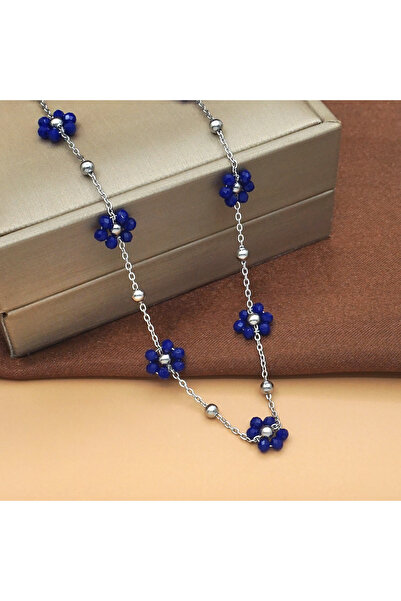 Choice قلادة زهرية زرقاء داكنة أنيقة أخرى من الفولاذ للنساء، مثالية لعيد المي...