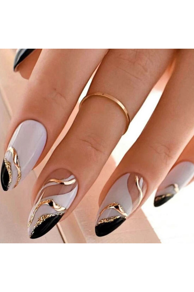 Choice عاجي 24 قطعة - أظافر صناعية بلون اللوز الأبيض، زخارف بنمط حب أحمر، أناقة رائعة، موضة عامة