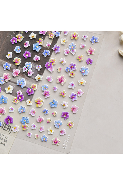 NAILFYOU TO5171 Elegant Moth Orchid Flower 5D Nail Art Stickers Delicate Purp...