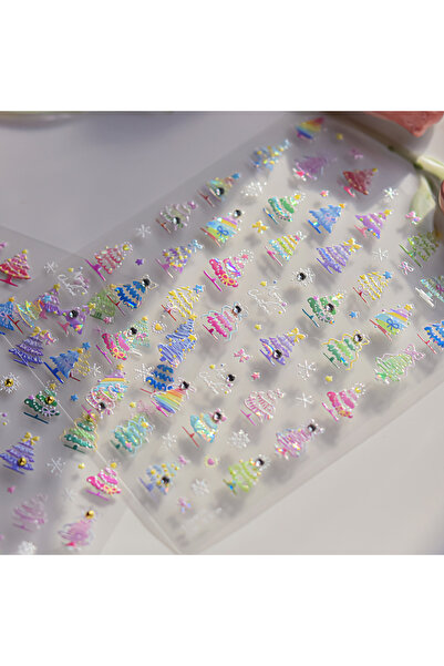 Choice 1 قطعة ملصقات أظافر عيد الميلاد الفاخرة كريستال الماس الكرتون الدب شجرة الظهر الغراء ملصق فن الأظافر...