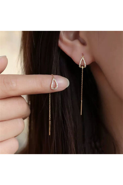 Choice ER23Y0106 أقراط طويلة بسيطة باللون الذهبي على شكل قطرة ماء للنساء على ...