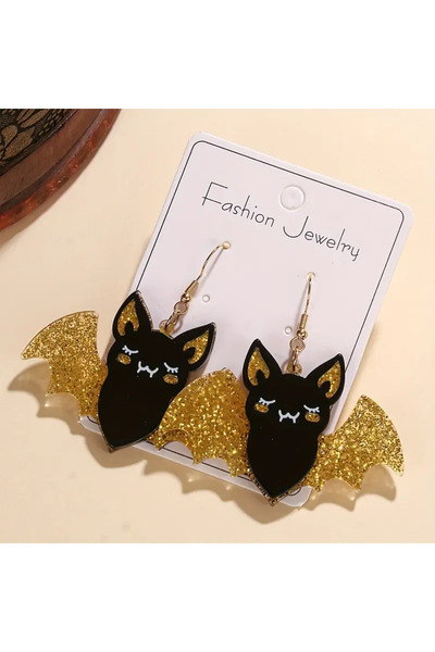 Choice أقراط خفاش هالوين مرعبة، برونزية أرجوانية لامعة | تصميم أكريليك متشابك...