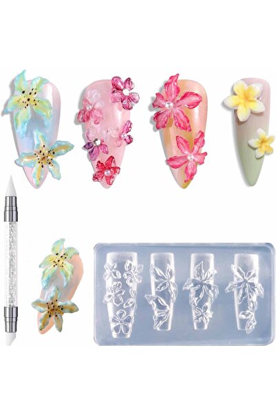 Choice 2 قطعة 3D فيونكة سيليكون قوالب الأظافر + 1 قلم نحت Y2K نمط الباليه شري...