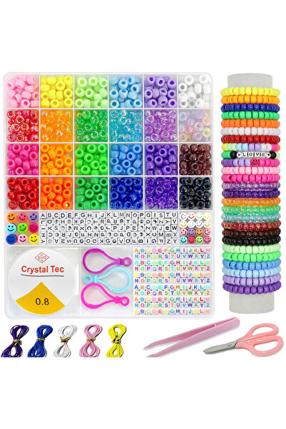 Choice مجموعة صنع الأساور متعددة الألوان، 1100 قطعة، خرز المهر، خرز طين البوليمر، خرز الحروف
