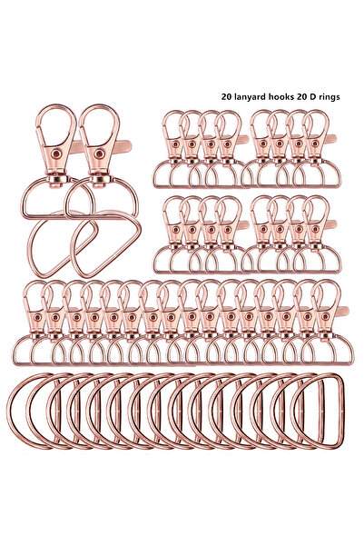 Choice 40 قطعة من سلسلة مفاتيح على شكل حرف D باللون الذهبي الوردي، مجموعة حلق...
