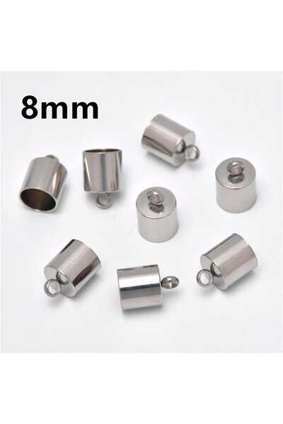 Choice 10 قطع من اللون الأصلي 8 مم، 10 قطع من غراء الفولاذ المقاوم للصدأ 2-10 مم في أغطية نهايات الحبل البرميلية لشرابات جلدية