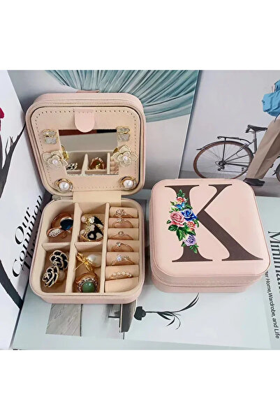 Choice صندوق مجوهرات على شكل زهرة وأبجدية مقاس 10×10×5 سم، صندوق خواتم للسفر،...