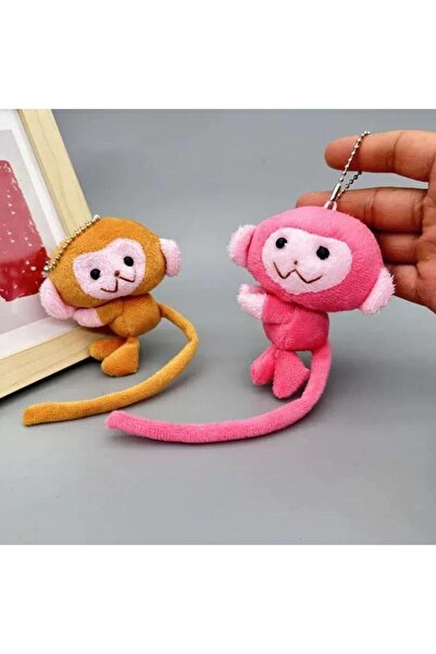 Choice سلسلة مفاتيح من القطيفة الوردية الكرتونية من قطعتين على شكل قرد لطيف ط...