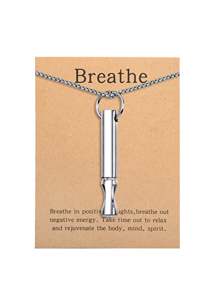 Choice قلادة فضية من الفولاذ المقاوم للصدأ لتخفيف التوتر والقلق، قلادات التنفس اليقظ والتأمل، تنفس