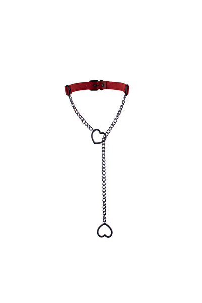 Choice قلادة على شكل قلب أحمر اللون على شكل سلسلة على شكل حرف Y من الجلد الأس...