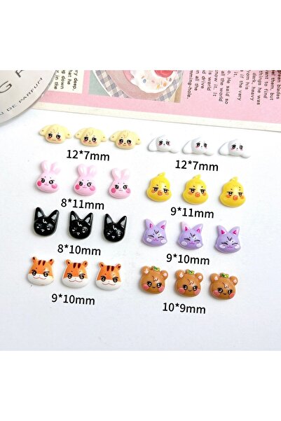 Choice Mixed 30PCS 30PCS Creative Painted Kawaii Animal Series Nail Art Charms 3D Cartoon Rabbit Bear Tiger
