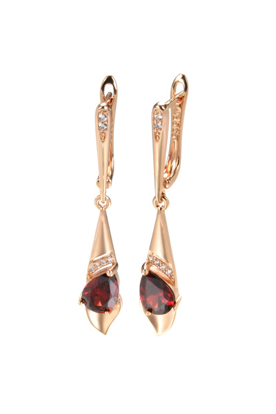 Choice أقراط متدلية طويلة من ريد كينيل، لون ذهبي وردي 585، للنساء، مرصعة بالز...