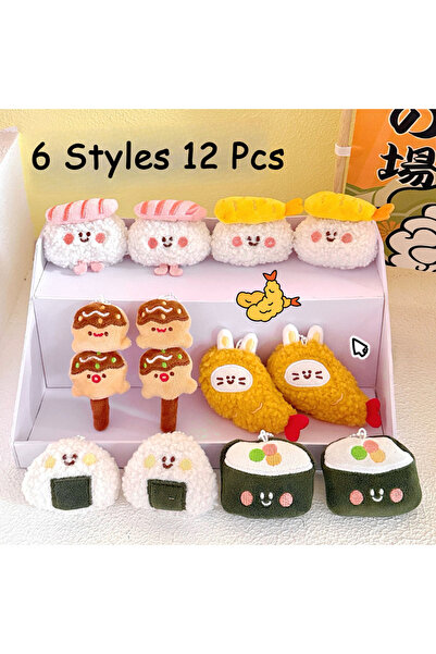 Choice 6 أنماط من القطيفة 12 قطعة 1/6/12 قطعة دمية طعام لطيفة قلادة طعام سوشي...