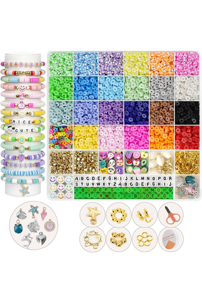 Choice مجموعة مكونة من 6100 قطعة من خرز الطين لصنع أساور للبنات، مجموعة خرز أ...