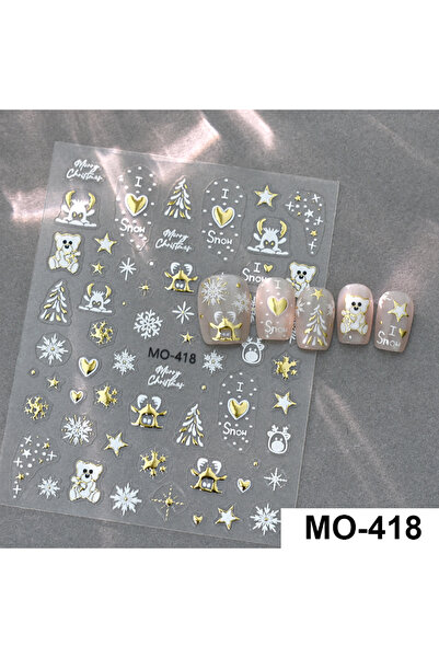 Choice ملصقات أظافر ذهبية MO-418 لعيد الميلاد، شجرة عيد الميلاد البرونزية Y2K...