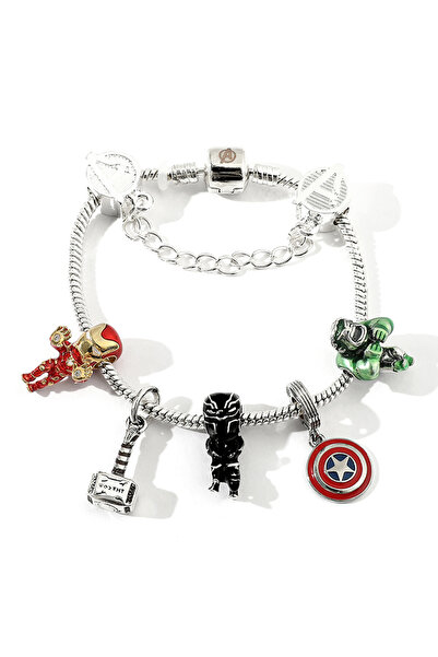 Miniso سوار سحر مارفل كوميكس مارفل بطول 19 سم، سوار من الخرز على شكل درع كابتن أمريكا ومطرقة ثور