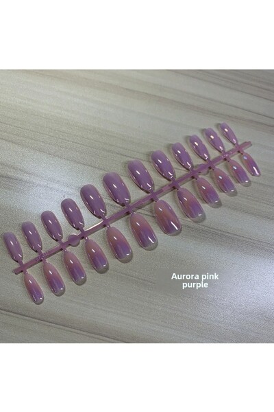 Choice وردي بنفسجي - 1 24 قطعة/شريط أظافر صناعية متوسطة الطول من الأكريليك لت...
