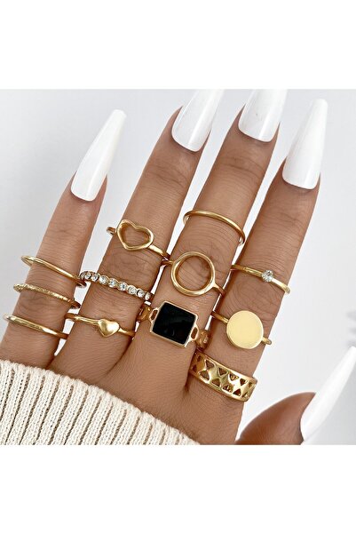 Choice AY5637401 طقم خواتم عتيقة غير منتظمة للنساء، لون ذهبي بوهيمي، فراشة، ث...