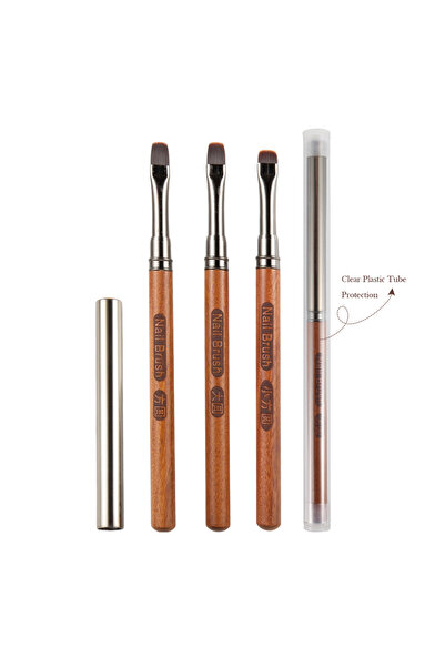 Choice 3 قطع من فرش طلاء الجل الخشبية، فرشاة بناء الأظافر، فرشاة الأكريليك، ف...