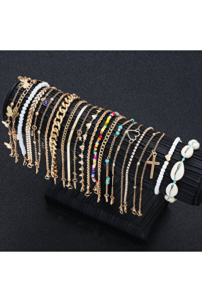 Choice AYQT6225801HB مجموعة خلخال من خرز حجر الراين على شكل فراشة بسيطة للنساء صيفية