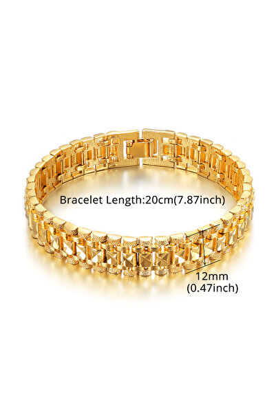 Choice as picture 12mm 20cm Classic Bracelet Wholesale 8/12MM Trendy Male Gol...