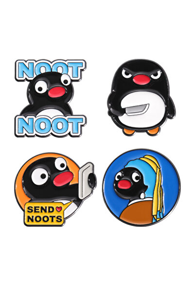 Choice مجموعة دبابيس مينا على شكل بطريق كرتوني لطيف، نوت نوت، حيوانات مغطاة ب...