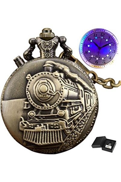Yash Retro Style Quartz Vintage Engine LED Pocket Watch