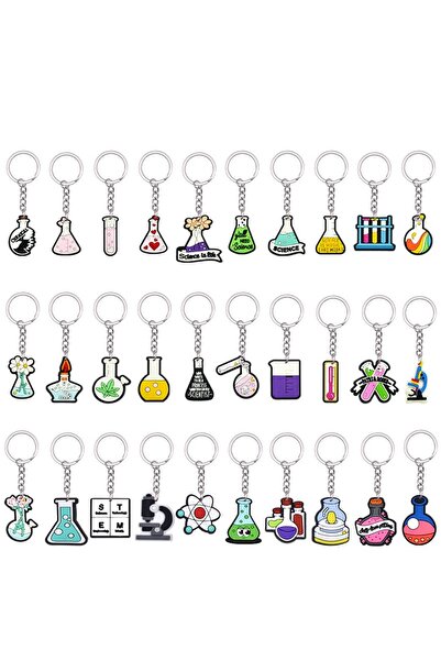 Choice 30Pcs 1/30Pcs Beaker Microscope Keyrings Science Lab Equipment Car Key...