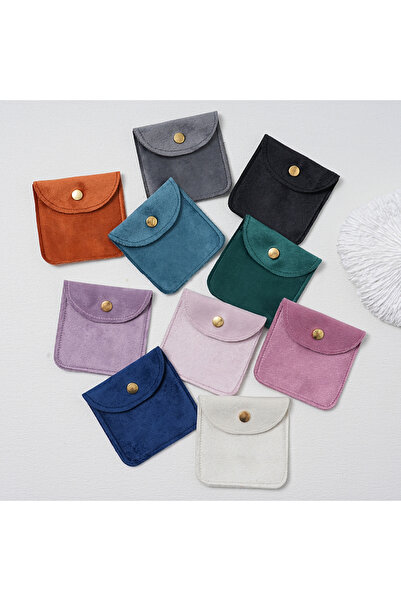 Choice 8x8 سم مزيج الألوان 10 قطع المخملية حقيبة تغليف المجوهرات حقيبة زر كبس...