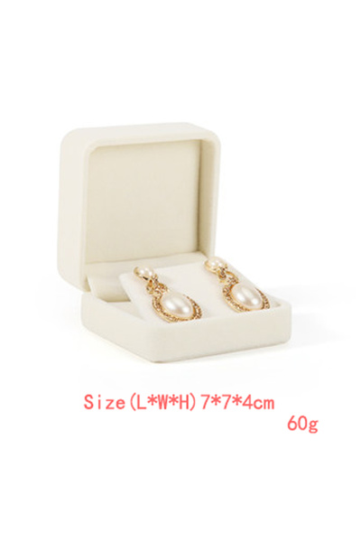 Choice صندوق أقراط عالي الجودة من المخمل البيج صندوق مجوهرات حامل خاتم أقراط ...