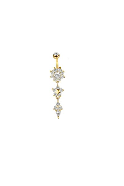 Choice S3-1pc-golden cz 1pc حلقات زر البطن من الفولاذ المقاوم للصدأ والكريستا...