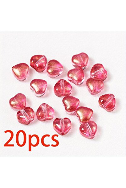Choice3 Pink1 20pcs Colorful Love Heart Beads Aurora Glass Spacer Beads for D...