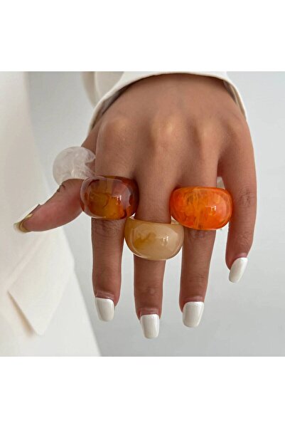 Choice مجموعة IngeSight.Z Y2K الكورية البسيطة من الراتينج والأكريليك للنساء العصرية الدائرية الكبيرة Kpop خاتم مفصل الإصبع