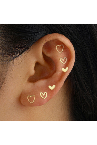 Choice AY6072001 6 Pcs Gold Color Cute Heart Earrings Sets for Women Girls Si...