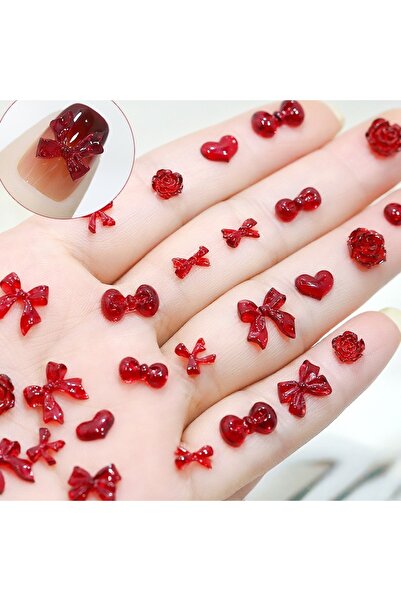 NAILFYOU 50 قطعة عشوائية من إكسسوارات فن الأظافر ثلاثية الأبعاد من أنجورا الش...