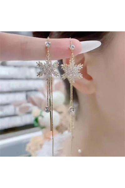 Choice ER23Y1005 قرط أذن فاخر على شكل زهرة ثلجية أنيق مرصع بالزركون بالكامل م...