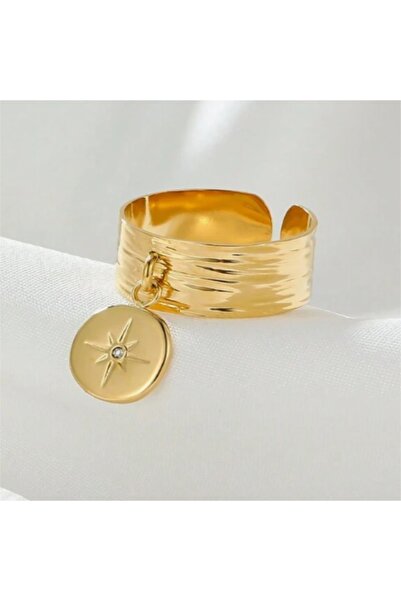 Choice خاتم مفتوح بتصميم شمس عصري AJZ50051B، لون ذهبي وفضي، خاتم سحري بحجر كريستال لامع، إصبع عريض