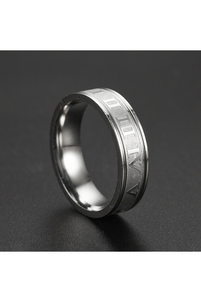 Choice خاتم فضي عتيق بعشرة أرقام رومانية، تصميم أنيق وعصري، عرض 6 مم، مصنوع م...