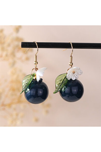 Choice أقراط على شكل أوراق زهرة فاكهة لطيفة على شكل توت أزرق وليمون وبرتقال و...