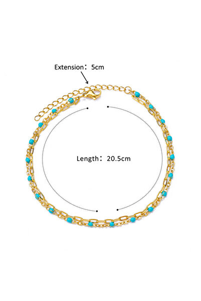 Choice HJ385G خلخال من الخرز الأزرق للنساء خلخال من الفولاذ المقاوم للصدأ باللون الذهبي العتيق مجوهرات صيفية للشاطئ A