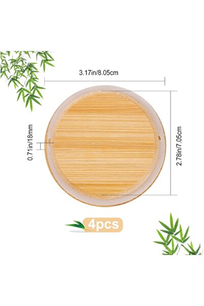 Choice AECH02-08873 عبوة من 4 أغطية أوعية زبادي أوي مصنوعة من خشب الخيزران تن...