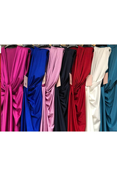 OEMN Women's Satin Dress with ruffles and deep neckline - Hannah