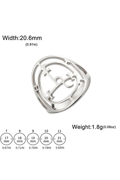 Choice خاتم كلاسيكي قوطي مزين بختم شيطاني، بلون فولاذي، يحمل رمز ليليث، بنقش عتيق.