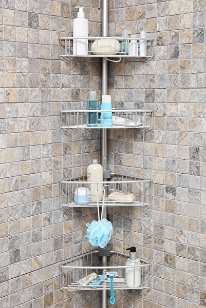 ozbience Pratik ve şık paslanmaz alüminyum köşe rafı, yaylı ve dayanıklı tasarım