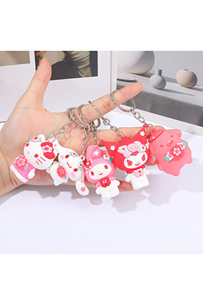 Miniso 6 cm KC5605 5PCS Sanrio Hello Kitty Travel Keychain Set - Durable Hello Kitty Kuromi Luggage Tags, B