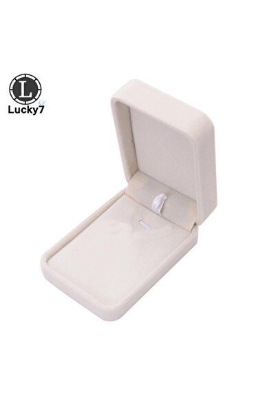 Choice صندوق قلادة بيج - كبير، علبة عرض مجوهرات مخملية بيج، خاتم زفاف فاخر، أ...