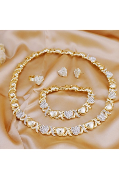 Choice 45cm LOVE Jewelry Set Fashion Women XOXO Love Hug Gold Plated Pendant ...