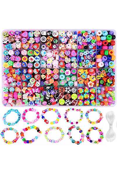 choice2 700PCS 24 Styles Polymer Clay Beads Kit Cute Fun Clay Beads Flower Bu...